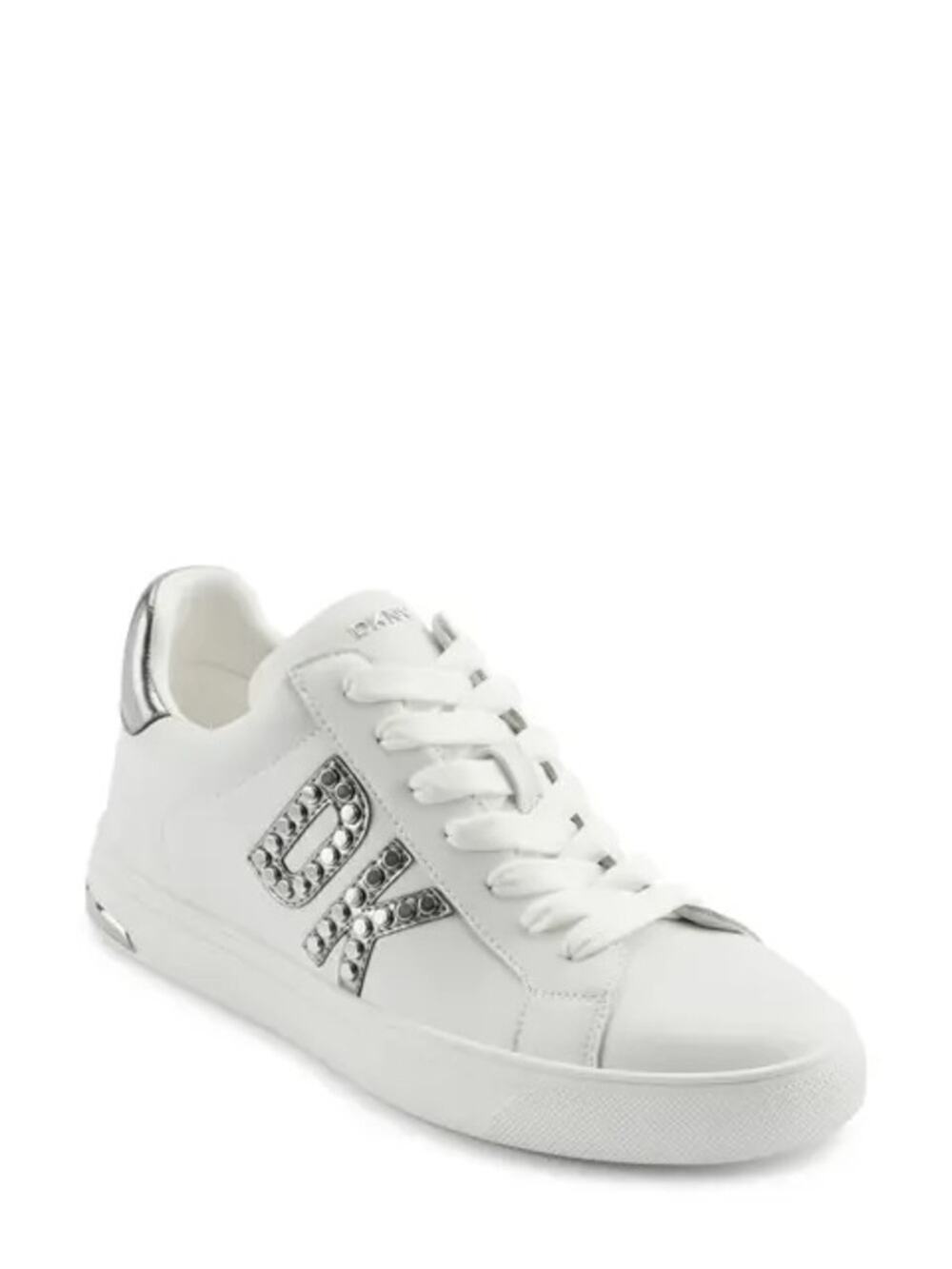 DKNY Abeni Sneakers Logo Detail Lace Up White Silver - Size 8.5M
